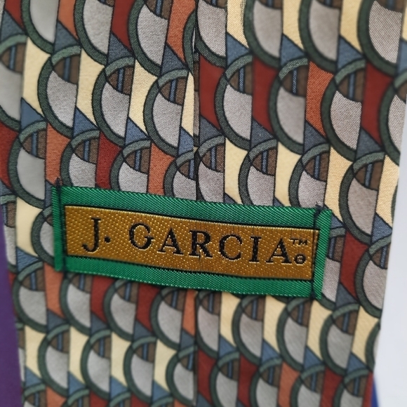 Jerry Garcia 100% Silk Neck Tie Neutral Art Deco Grateful Dead Men's Tie - Picture 5 of 7